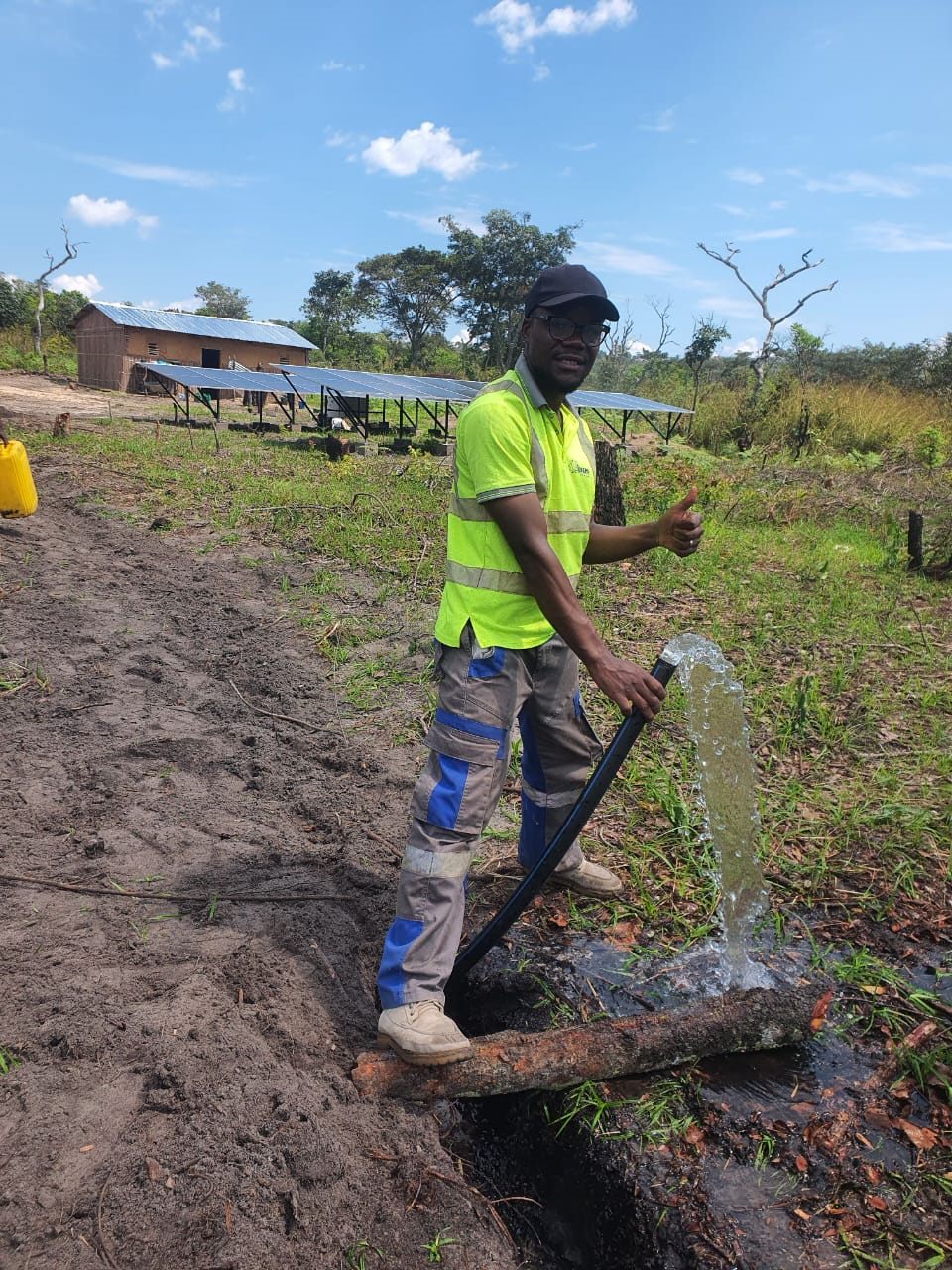Water gushing from a borehole drilled by GEERS
