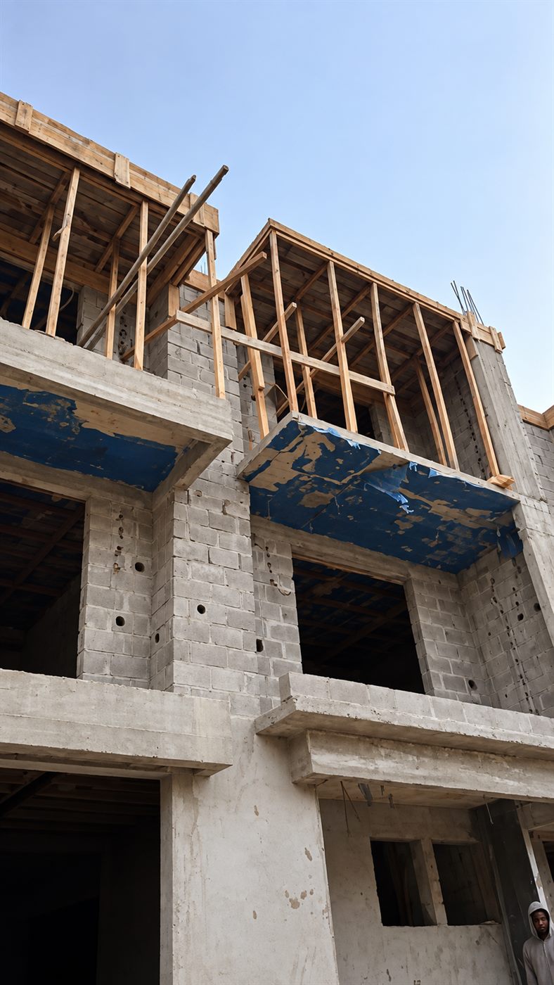 Roof frame being erected on a GEERS site